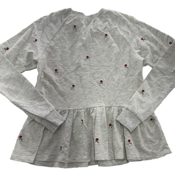 t.la Sweater Womens X Small Embroidered Rosebud Peplum Sweatshirt‎ Anthropologie - Picture 3 of 8